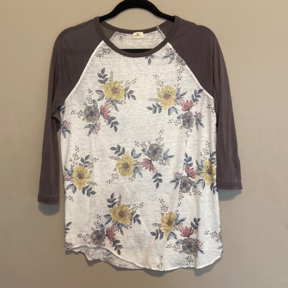 O’Neill 3/4 Sleeve Baseball Tee with Floral Print